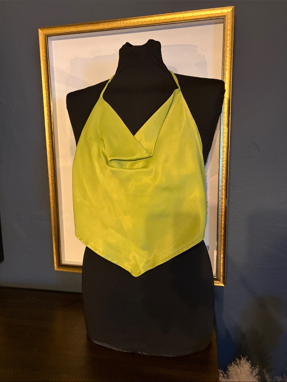 Wild Fable Lime Satin Halter Top XS NWT